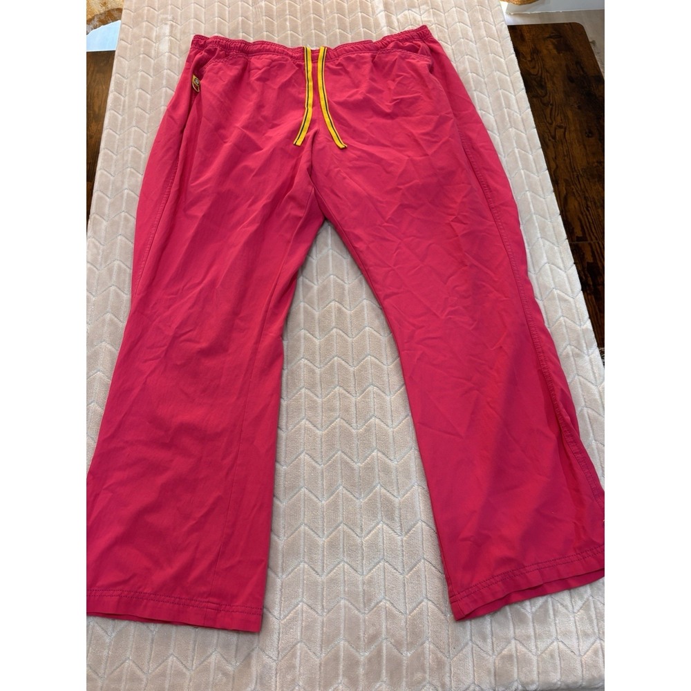WonderWink Scrub Pants Womens 1X 16/18 Pink Drawstring Wide Leg Workwear Medical